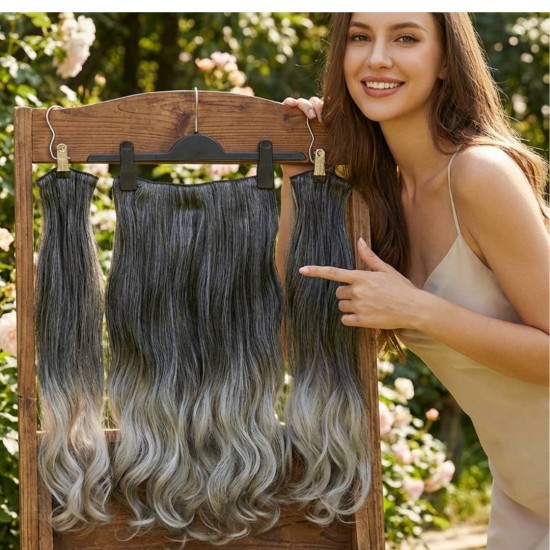 Ankarada 1 Adet Yarımay Çıtçıt 2 Adet Yan Çıt Çıt Postiş Siyah Koyu Gri Ombre