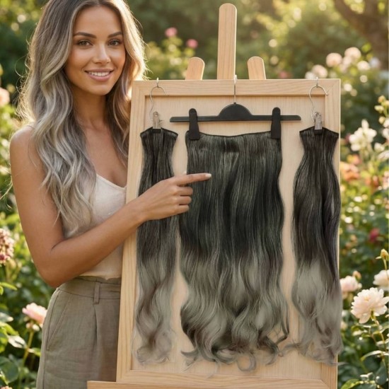 Ankarada 1 Adet Yarımay Çıtçıt 2 Adet Yan Çıt Çıt Postiş Siyah Koyu Gri Ombre