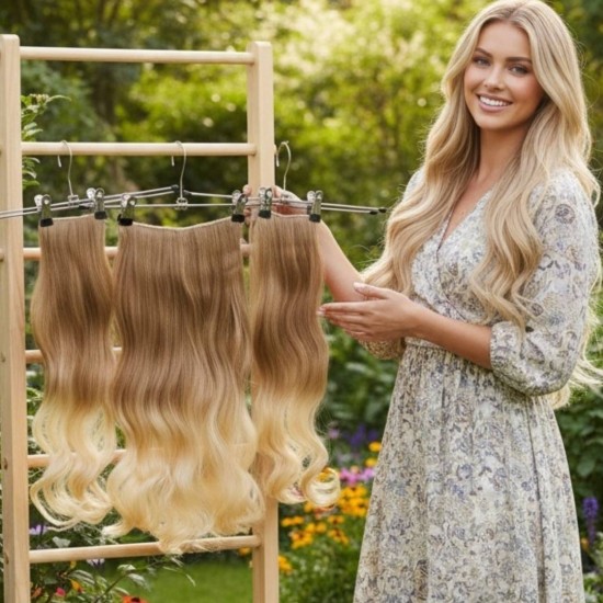 Ankarada 1 Adet Yarımay Çıtçıt 2 Adet Yan Çıt Çıt Postiş Açık Karamel Dore Sarı Ombre