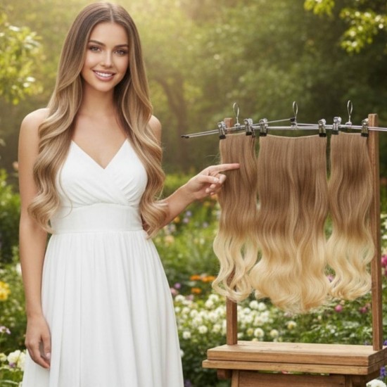 Ankarada 1 Adet Yarımay Çıtçıt 2 Adet Yan Çıt Çıt Postiş Açık Karamel Dore Sarı Ombre