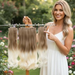 Ankarada 1 Adet Yarımay Çıtçıt 2 Adet Yan Çıt Çıt Postiş Açık Karamel Platin Ombre