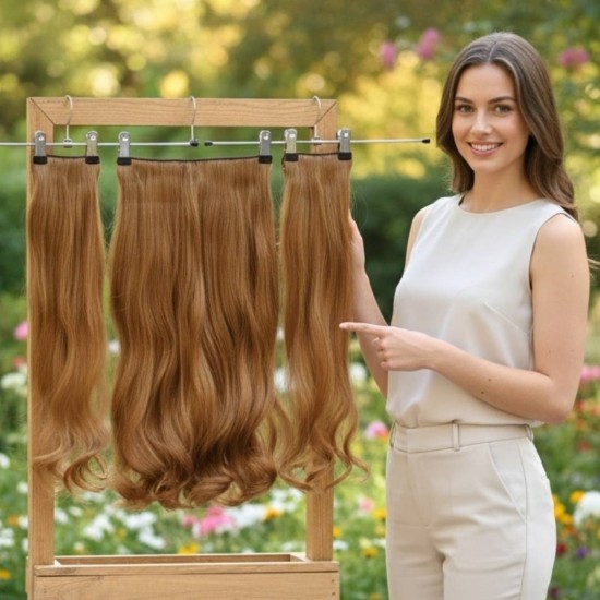 Ankarada 1 Adet Yarımay Çıtçıt 2 Adet Yan Çıt Çıt Postiş Kumral Karamel Ombre